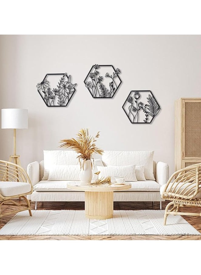 MIRFA Wooden Wall Art With Self Adhesive Base - Black (Farmhouse Flowers)  - Image 2