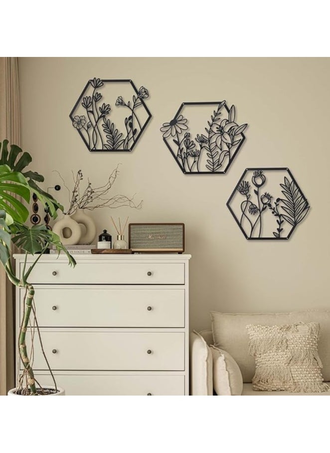 MIRFA Wooden Wall Art With Self Adhesive Base - Black (Farmhouse Flowers)  - Image 4