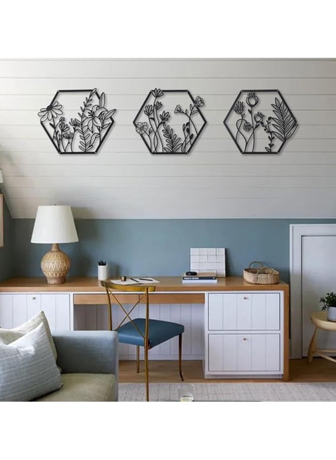 MIRFA Wooden Wall Art With Self Adhesive Base - Black (Farmhouse Flowers)  - Image 5