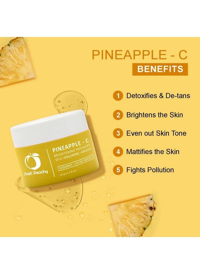 Just Peachy Pineapplec Brightening Yoghurt With Vitamin C Hyaluroinc Acid ; Radiance + Glow Boosting Face Moisturizer ; Fades Pigmentation Reduces Skin Ageing ; Super Soft Face Cream 50G  - Image 5