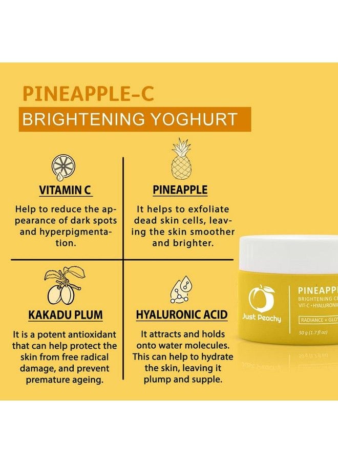Just Peachy Pineapplec Brightening Yoghurt With Vitamin C Hyaluroinc Acid ; Radiance + Glow Boosting Face Moisturizer ; Fades Pigmentation Reduces Skin Ageing ; Super Soft Face Cream 50G  - Image 4