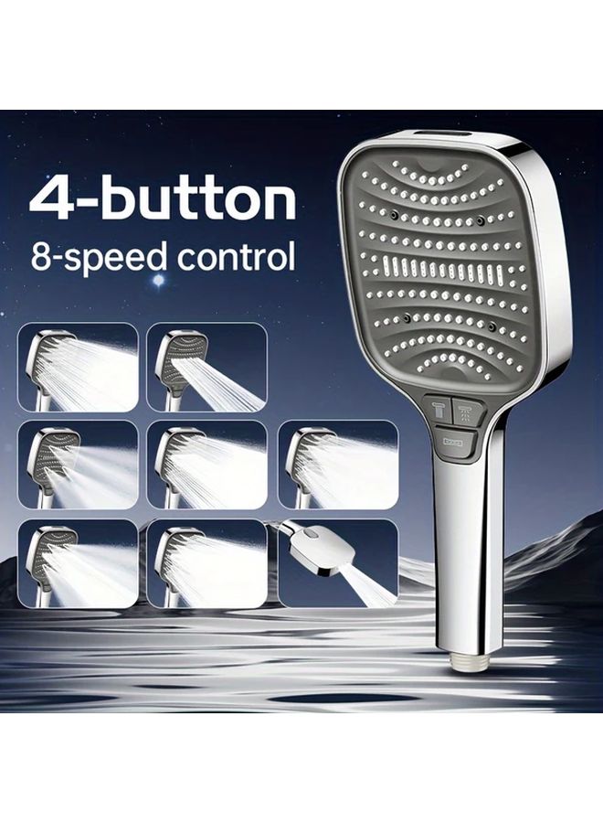 Dark Grey Shower Head 8 Mode Handheld High Flow Rain Shower System Heavy Duty - Image 1