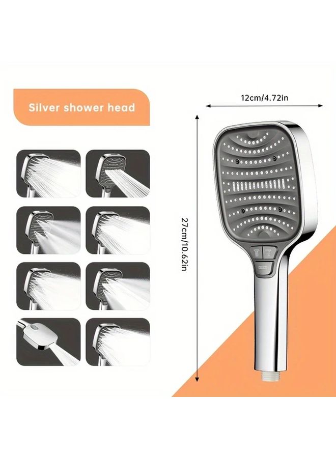 Dark Grey Shower Head 8 Mode Handheld High Flow Rain Shower System Heavy Duty - Image 3