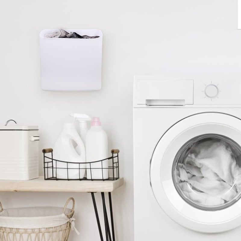 Picowe Magnetic Laundry Storage, Large Lint Holder Bin, Space-Saving Trash Container Hanging on Dryer, Washer or Wall Mount (Gray White) - Image 3
