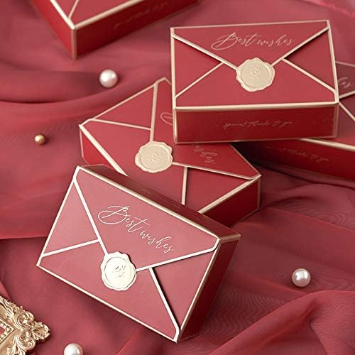 POTTIIS 20Pcs Candy Box Cookie Gift Boxes，Romantic Wedding Favors Cute Chocolate Box for Wedding Bridal Birthday Party Supplies - RED… - Image 2