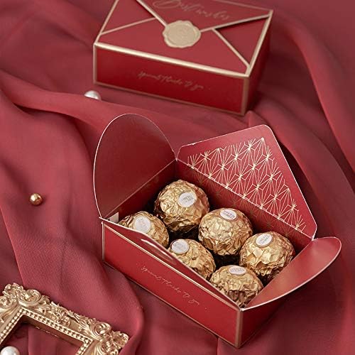 POTTIIS 20Pcs Candy Box Cookie Gift Boxes，Romantic Wedding Favors Cute Chocolate Box for Wedding Bridal Birthday Party Supplies - RED… - Image 3