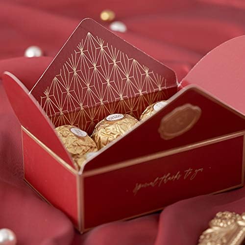 POTTIIS 20Pcs Candy Box Cookie Gift Boxes，Romantic Wedding Favors Cute Chocolate Box for Wedding Bridal Birthday Party Supplies - RED… - Image 4