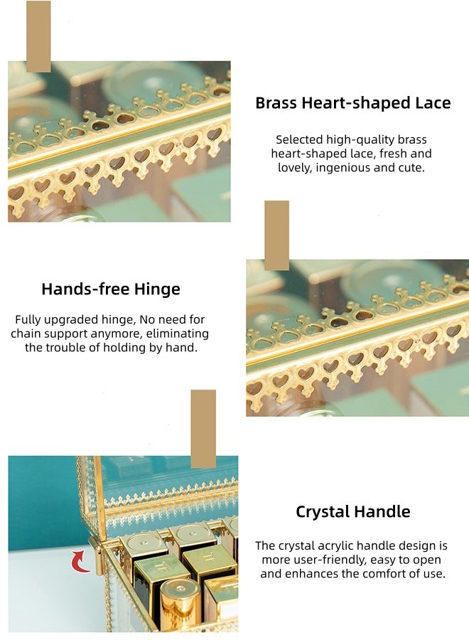 Lipstick Storage Box, Flip-Top Glass Transparent Cosmetic Storage Rack, Multi-Compartment Dust-Proof With Cover, Lipstick Organizer, Lip Gloss Storage Rack(24 Grids) - Image 4