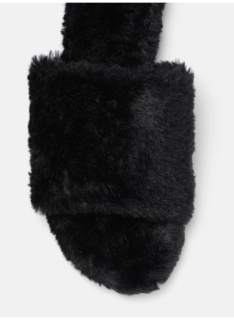 ZORIWORLD  Buttercup Cloud-Like Comfort Plush Vegan Faux Fur Black Slippers for Women | Best Price UAE