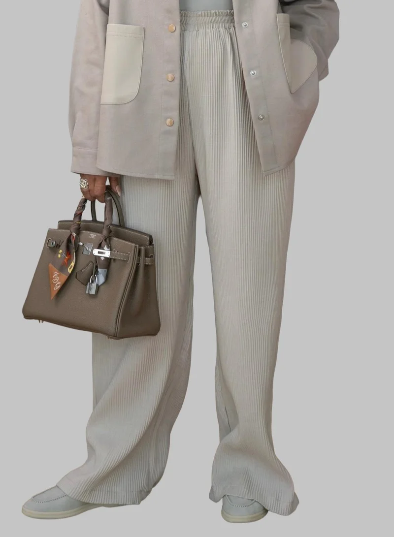 Bond Beige Wide Leg Linen Pants with High Waist – Relaxed Fit