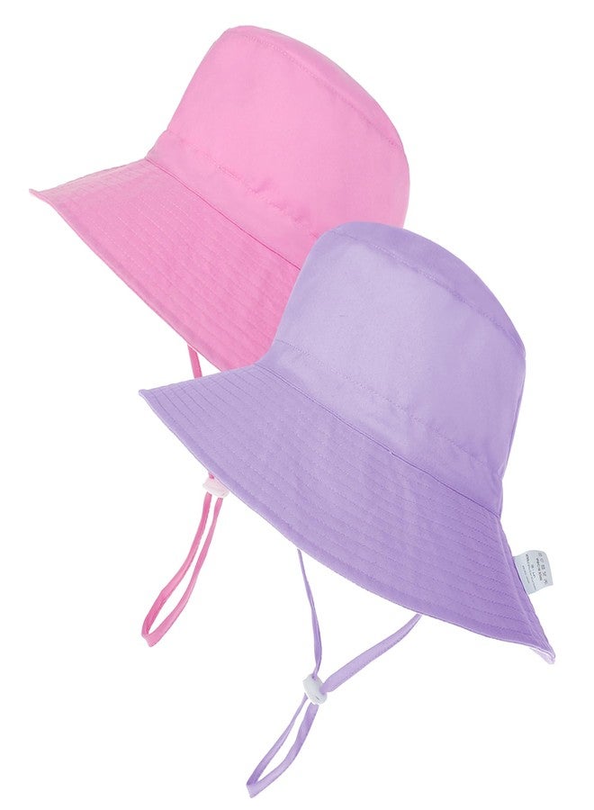 Zando Kids Sun Hat UPF 50+ Girls Sun Adjustable Bucket for Beach Breathable Sun Hats for Girls Summer Bach 4-8T Purple & Pink 4-8 Years - Image 1