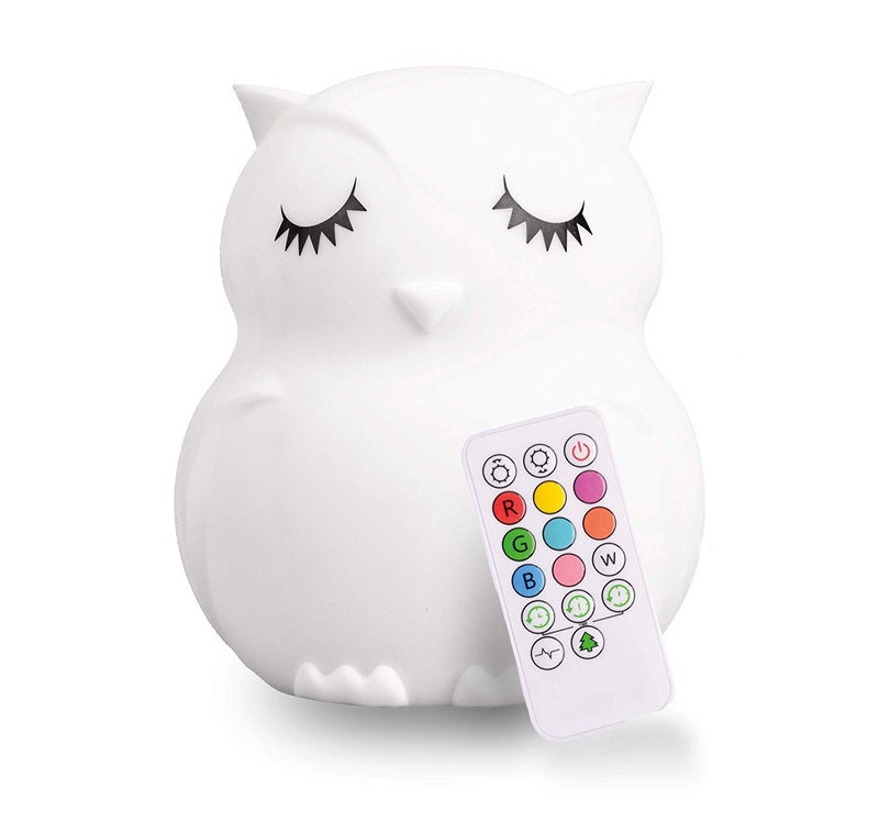 Lumipets Remote Control Silicone Night Light for Kids Owl Design with 9 Soft Colors Sleep Timer Rechargeable BatteryOperated Lamp for Bedroom Baby Nursery Toddler Girls Boys