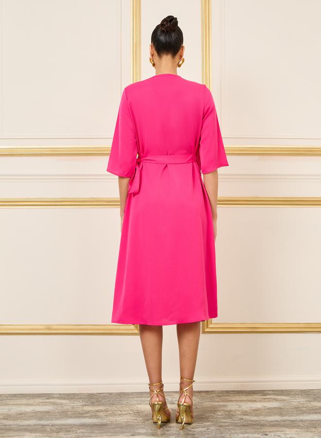 ستايلي فستان لف وردي فاقع - Image 4