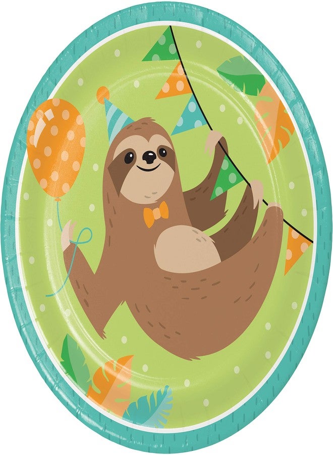 Creative Converting "Sloth Party Paper Plates, 8 ct, 9"", Multicolor" - Image 1