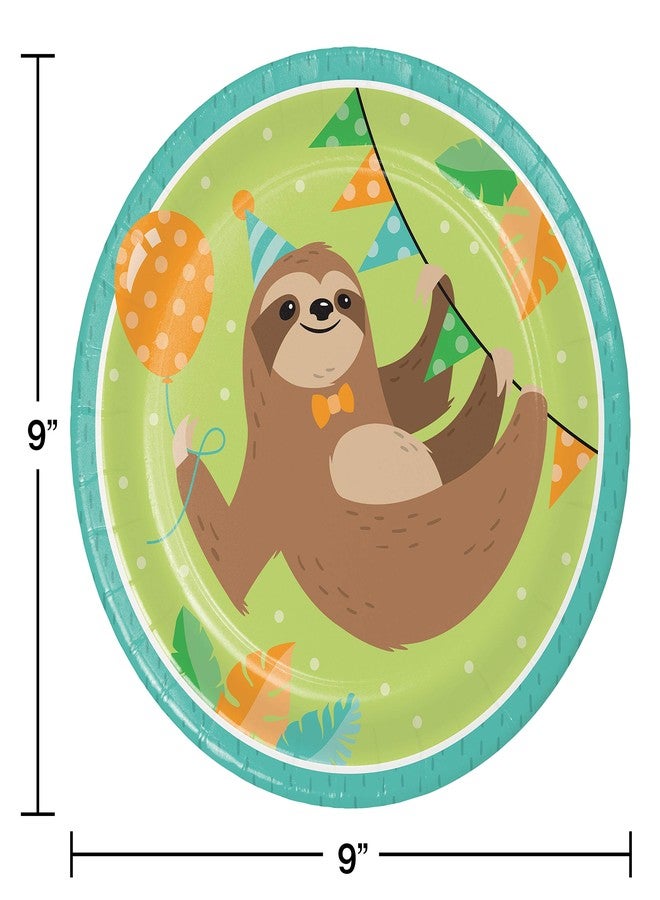 Creative Converting "Sloth Party Paper Plates, 8 ct, 9"", Multicolor" - Image 2