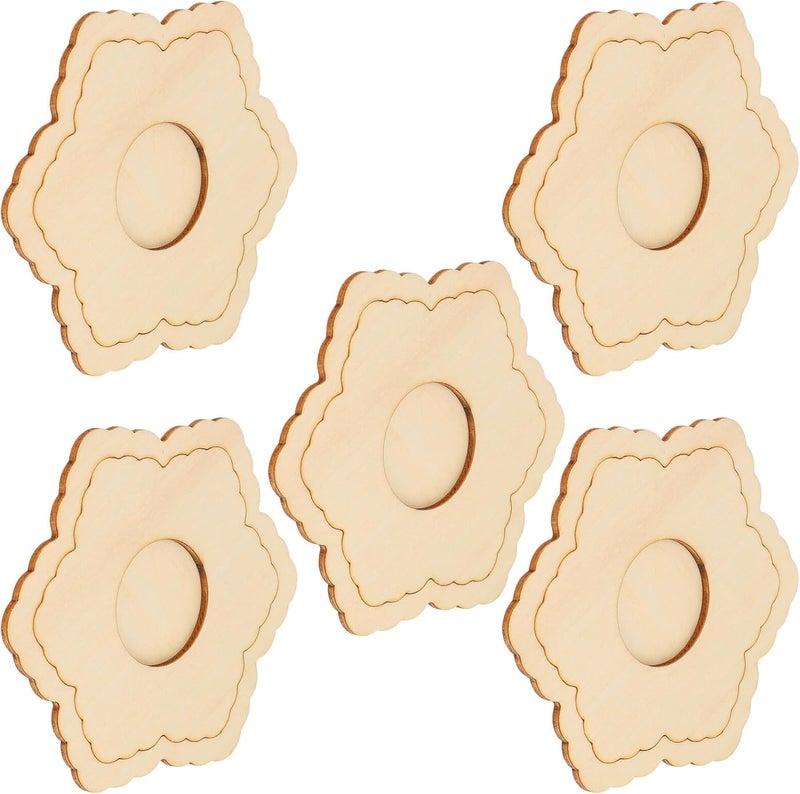 Cabilock Mini Wooden Photo Frames 5pcs Decorative Coloring Picture Frames for DIY Crafting and Room Décor - Image 1