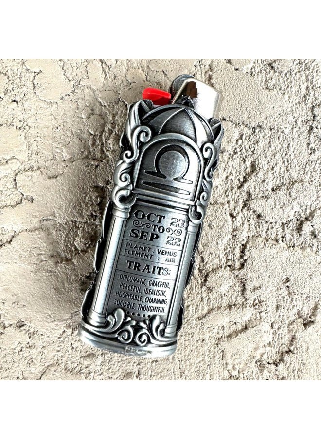 JSSELLER Metal Lighter Case Fits BIC, It Covers Standard Full Size Bic Lighter in J6. Zodiac Astrology Lighter Case, Design in Libra. One Piece Per Order - Image 5