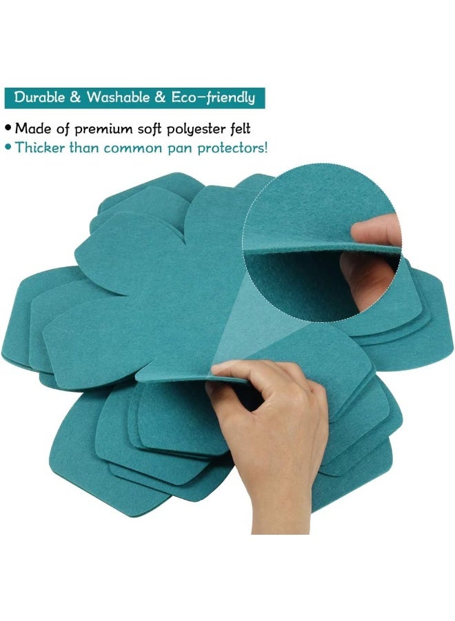 BYKITCHEN Pot and Pan Protectors, Set of 12, 3 Sizes, Larger & Thicker Felt, Cyan, Square, Rectangular  - Image 5