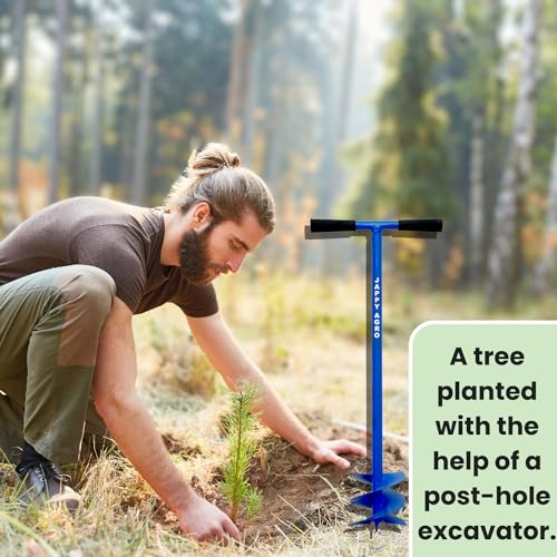 Jappy Agro Hole Digger, Manual Digging Earth Auger, Post Hole Soil Digging Machine, Farming Tool (Heavy Duty, Double Blade, 6 Inch Tempered Auger, Blue Color, (1 pc) - Image 3