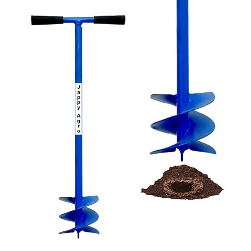 Jappy Agro Hole Digger, Manual Digging Earth Auger, Post Hole Soil Digging Machine, Farming Tool (Heavy Duty, Double Blade, 6 Inch Tempered Auger, Blue Color, (1 pc) - Image 1