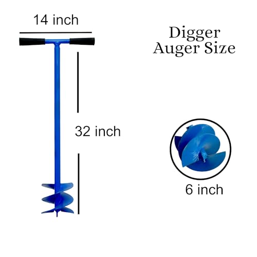 Jappy Agro Hole Digger, Manual Digging Earth Auger, Post Hole Soil Digging Machine, Farming Tool (Heavy Duty, Double Blade, 6 Inch Tempered Auger, Blue Color, (1 pc) - Image 5
