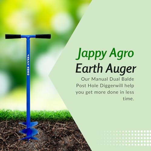 Jappy Agro Hole Digger, Manual Digging Earth Auger, Post Hole Soil Digging Machine, Farming Tool (Heavy Duty, Double Blade, 6 Inch Tempered Auger, Blue Color, (1 pc) - Image 2