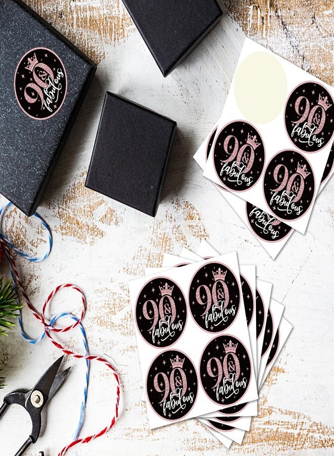 REWIDPARTY 1.5 Inch Round 90th Birthday Stickers（80 Pieces） Rose Gold 90 & Fabulous Stickers 90th Birthday Party Favor Stickers Adhesive Party Stickers 90th Birthday Party Decorations Supplies - Image 4