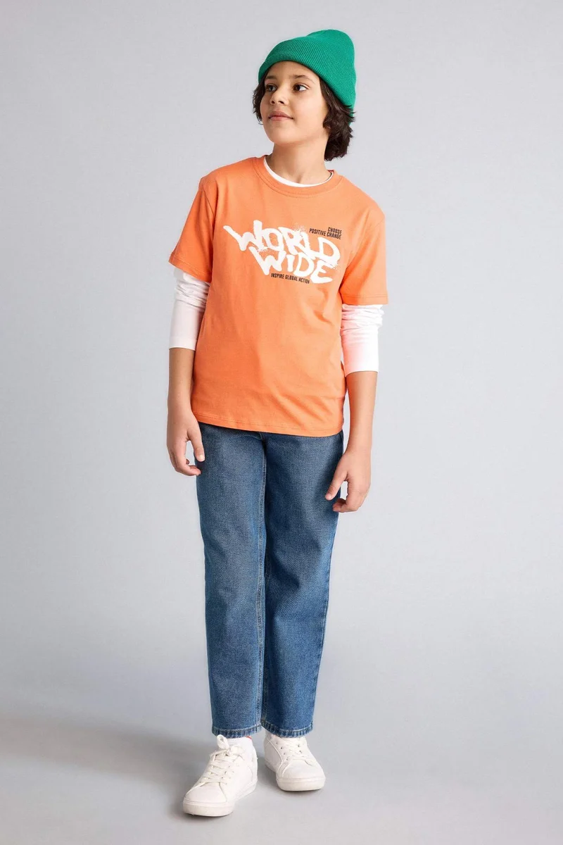 ديفاكتو Regular Fit Printed Short Sleeve T-Shirt