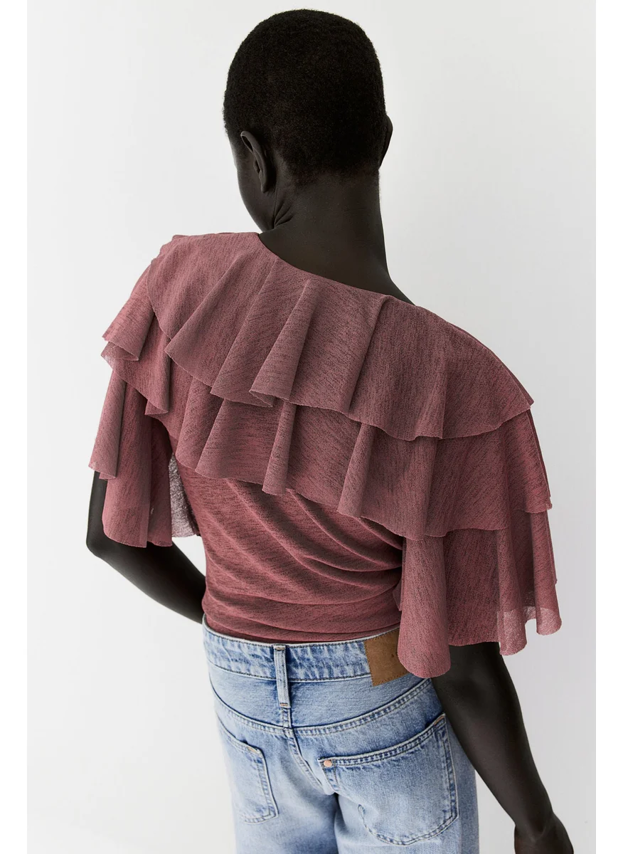 اتش اند ام Flounced Jersey Top