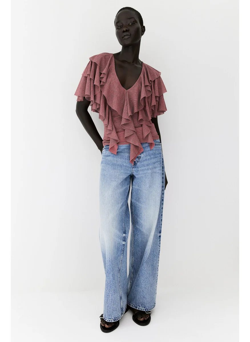 اتش اند ام Flounced Jersey Top