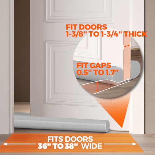 Holikme Door Draft Stopper Door Stoppers for Bottom of Door 38inch, Grey - Image 5