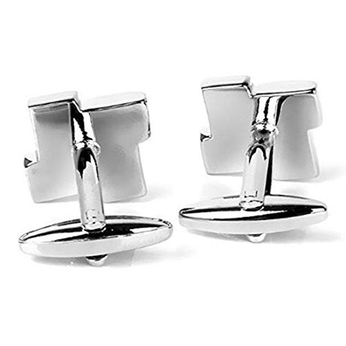 Peora Silver Plated Geometrical Shape Cufflinks for Men Boys Wedding Business Gift - Image 4