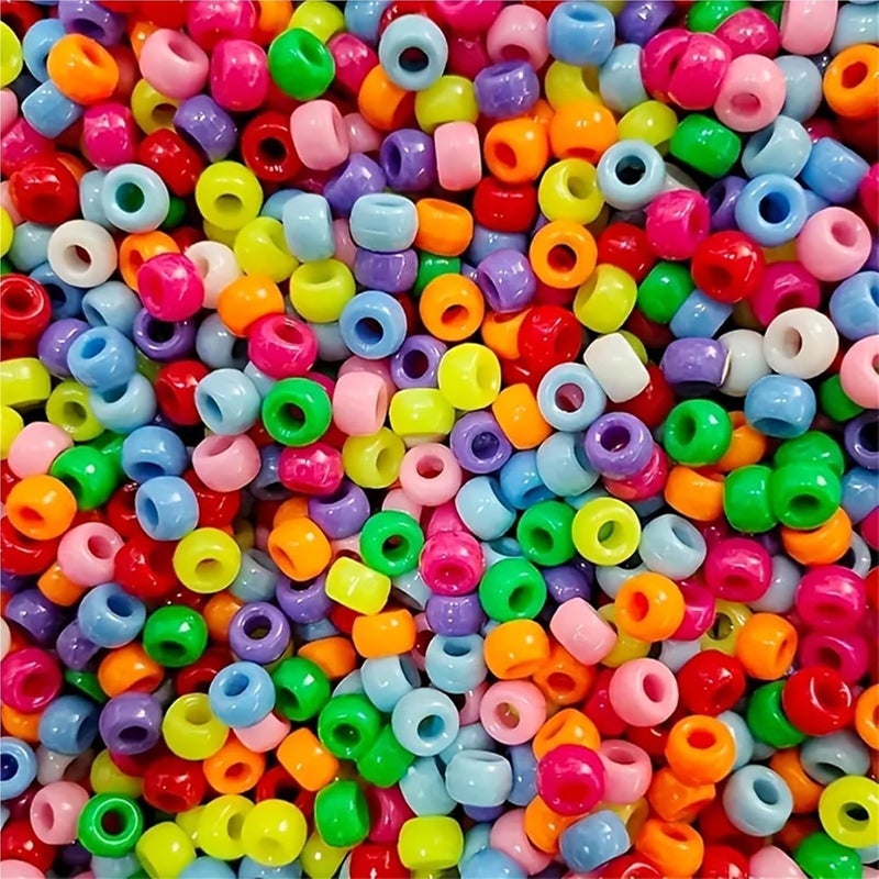 Pony Beads 3600pcs Mixed Color Beads 6x9mm Set for DIY Jewelry Making and Crafts Solid Color for Hair Braiding, DIY Crafts, Kandi Jewelry, Key - Image 5