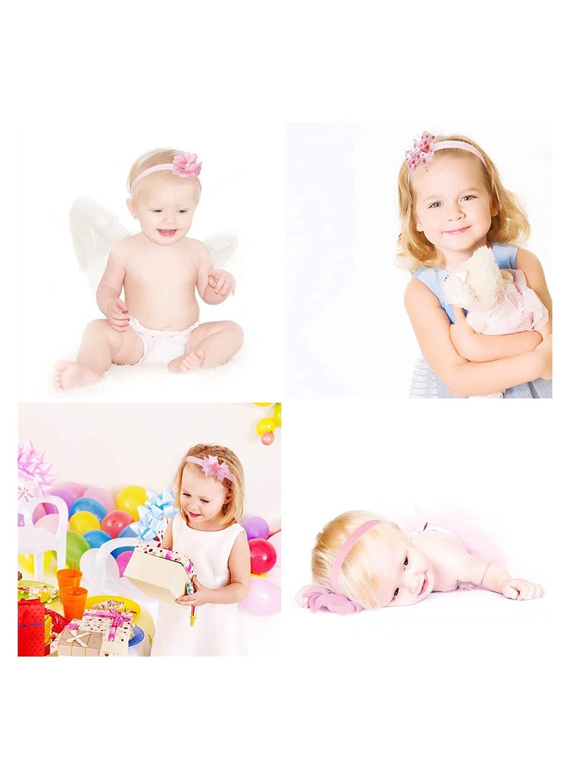 Excefore 9pcs Baby Girl Headbands with Grosgrain Ribbon Faux Leather Stars, Baby Bandana Headband Bow Headband Elastic Soft Wide Headband for Baby Elastic Headband for Newborn - Image 2
