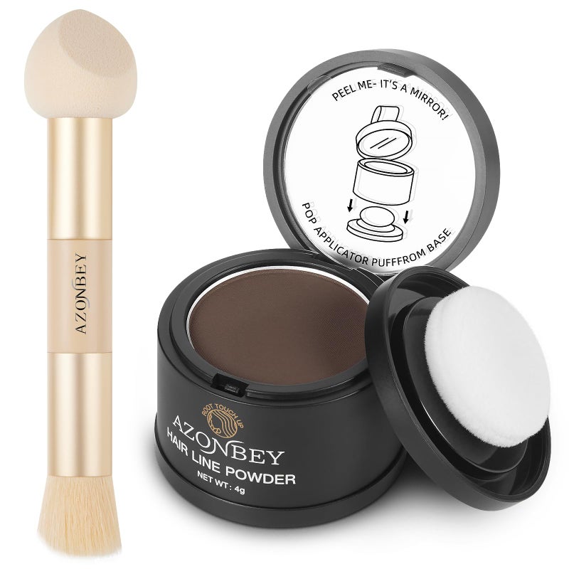 Root Touch Up SetsHairline Powder for Women Cover Up Hairline Concealer for Thin and Thinning Hair Water  Sweat ResistantContain Azonbey Makeup Brush Med Brown MedMakeup Brush