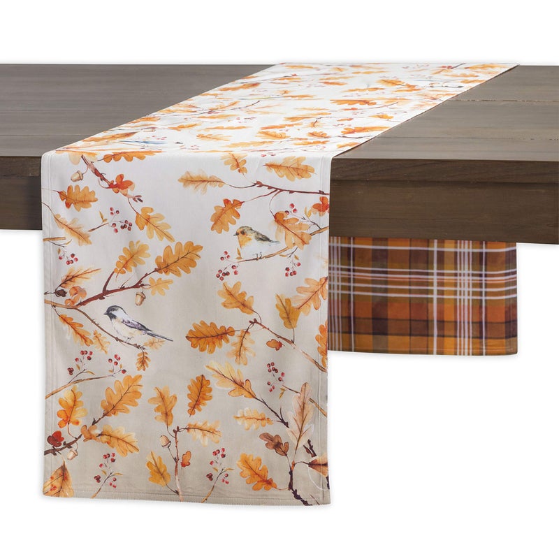 Maison d' Hermine Tablerunner 100% Cotton Table Runner Decorative Table Covers  Dining  Home  Wedding  Buffet  Oak Leaves (Double Layer) - Thanksgiving/Christmas (14.50""x72"") - Image 1