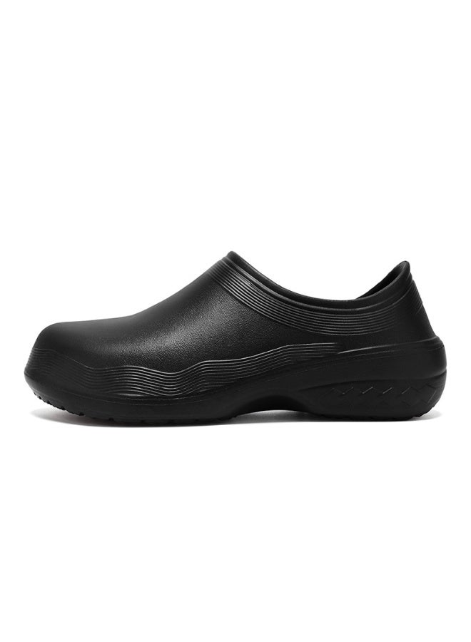 Surgical shoes, chef shoes, unisex fully enclosed breathable shoes, protective shoes, suitable for doctors, nurses, chefs and laboratory staff, non-slip sandals (black). - Image 1