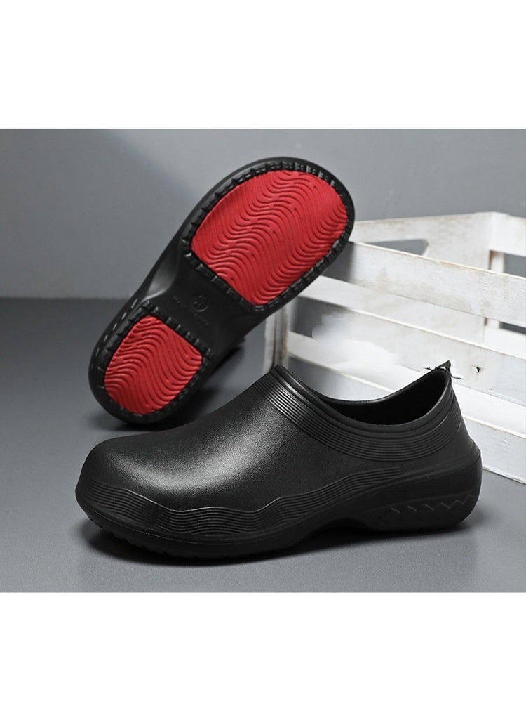 Surgical shoes, chef shoes, unisex fully enclosed breathable shoes, protective shoes, suitable for doctors, nurses, chefs and laboratory staff, non-slip sandals (black). - Image 2