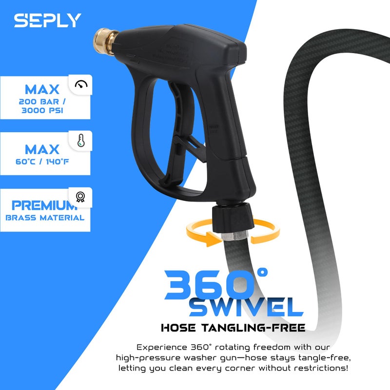 SEPLY Sewer Jetter Kit for Pressure Washer 50 FT, Drain Cleaner Hose with Power Washer Gun, 1/4 Inch NPT Corner, Rotating and Button Nose Sewer Jetting Nozzle,Waterproof Tape, Pearl Corsage Pin, Spanner - Image 3