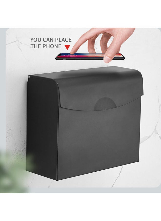 NIBEMINENT - Wall Mounted Dual Dispensing Paper Towel Holder Black 20x24x9.5cm - Image 1