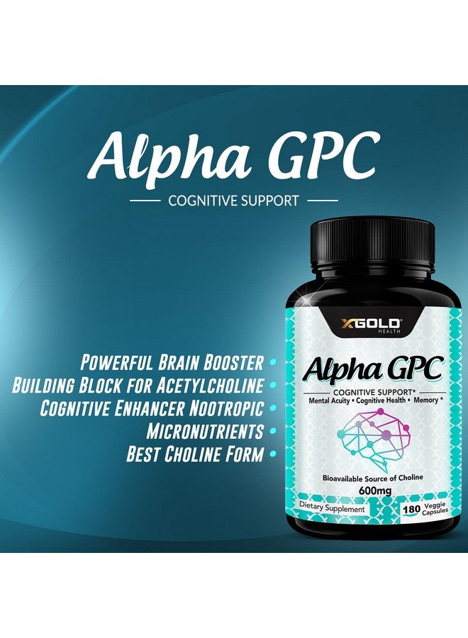 X Gold Health Alpha GPC Choline Supplement 600mg, 99%+ Highly Purified, Highly Bioavailable Source of Choline,180 Veggie Capsules, Cognitive Enhancer Nootropic, Supports Memory & Brain Function, Boosts Focus & Mood - Image 5
