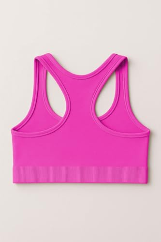 Kurve Girl’s Seamless Lightweight Racerback Sports Bra, Neon Fuschia, Age 4-8 - Image 3