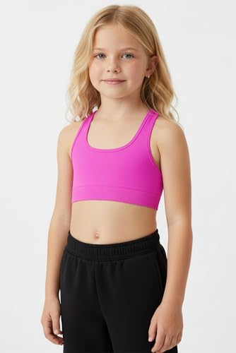 Kurve Girl’s Seamless Lightweight Racerback Sports Bra, Neon Fuschia, Age 4-8 - Image 4
