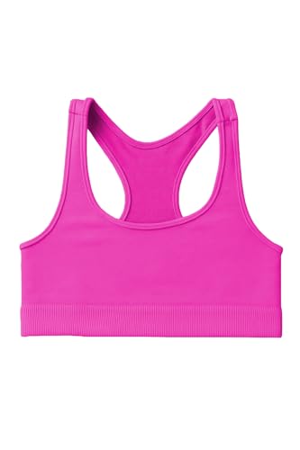 Kurve Girl’s Seamless Lightweight Racerback Sports Bra, Neon Fuschia, Age 4-8 - Image 1