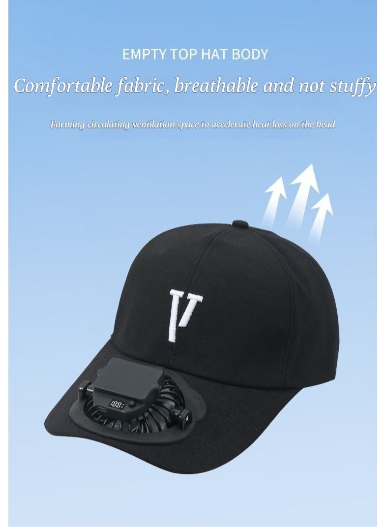 Summer best-selling digital display adult rechargeable fan cap, suitable for both men and women, with outdoor sun protection and leisure functions.  Some have V and R patterns.  No brand information. - Image 5