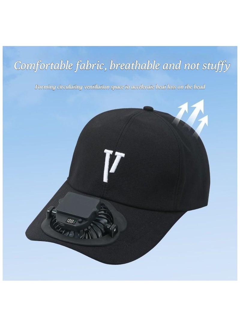 Summer best-selling digital display adult rechargeable fan cap, suitable for both men and women, with outdoor sun protection and leisure functions.  Some have V and R patterns.  No brand information. - Image 2