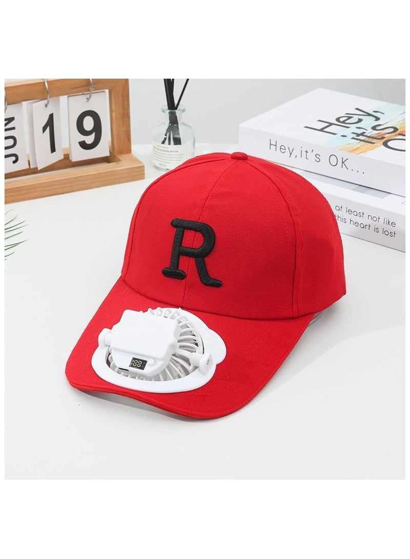 Summer best-selling digital display adult rechargeable fan cap, suitable for both men and women, with outdoor sun protection and leisure functions.  Some have V and R patterns.  No brand information. - Image 1