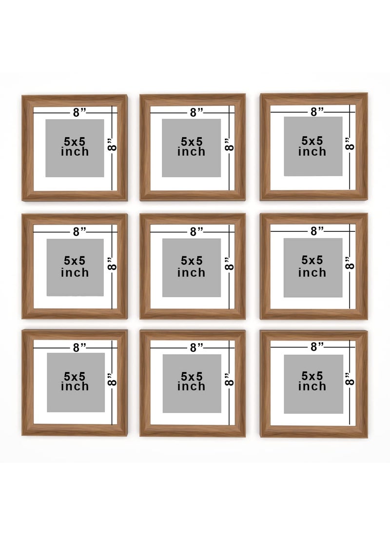 Art Street Art Street Hexa Elite Square Brown 3D-Timeline Wall Photo frames for Home and Wall Décor - Set of 9 (Size - 8 x 8 Inchs)  - Image 4