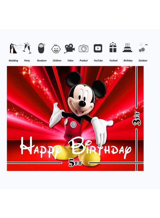 Similar Mickey Mouse Backdrop for 1st Birthday 5x3ft Red Christmas Mickey Mouse Background Birthday Decorations for Kids Classic Mickey Mouse Baby Shower Banner for Boys - Image 3