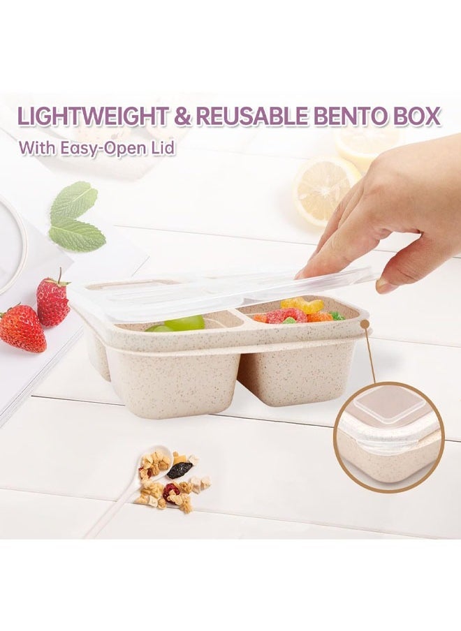 Hihonor 4 Pack Bento Lunch Box, 4 Compartment Snack Containers, Divided Bento Snack Box, Meal Prep Containers Kids/Toddle/Adults, Food Storage Containers for School, Work and Travel  - Image 3